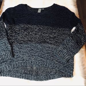 Quinn Open Knit Cropped High Low Long Slv Sweater
